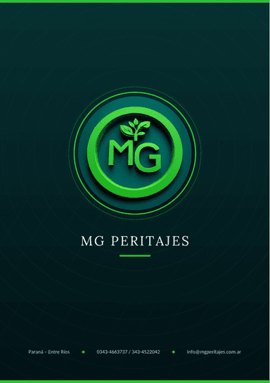 Portada de la presentación institucional de MG Peritajes